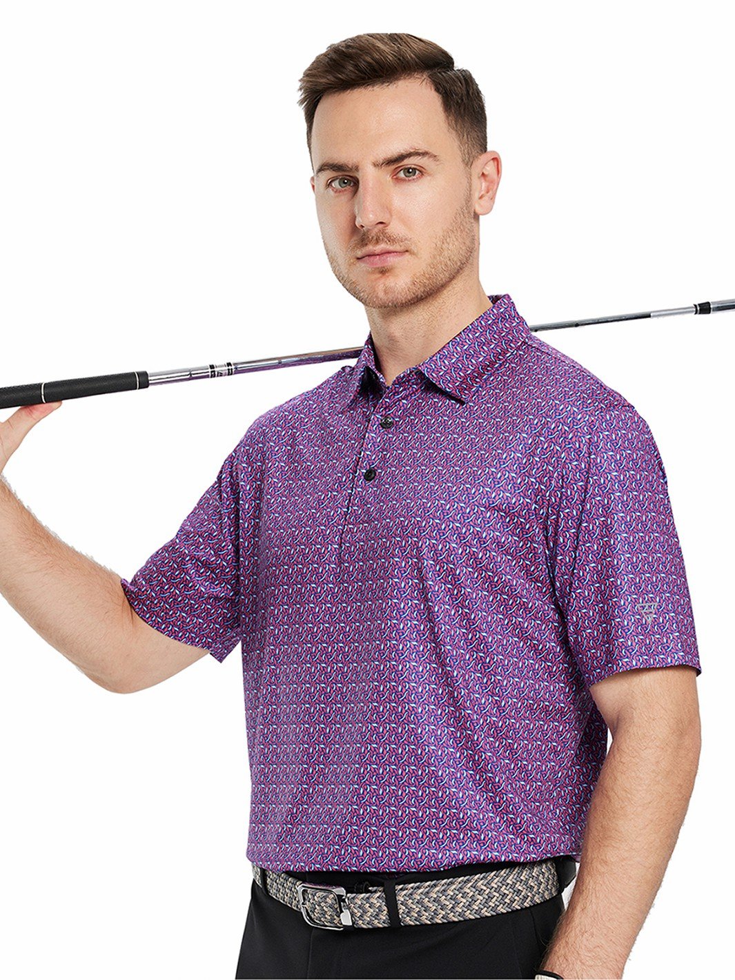 Men's Printed Dry Fit Moisture Wicking Lightweight Golf Polo Shirts ...