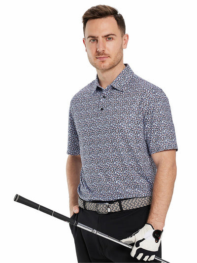 Men's Printed Golf Polo Shirts Dry Fit Moisture Wicking Lightweight Quick Dry Polo Shirt