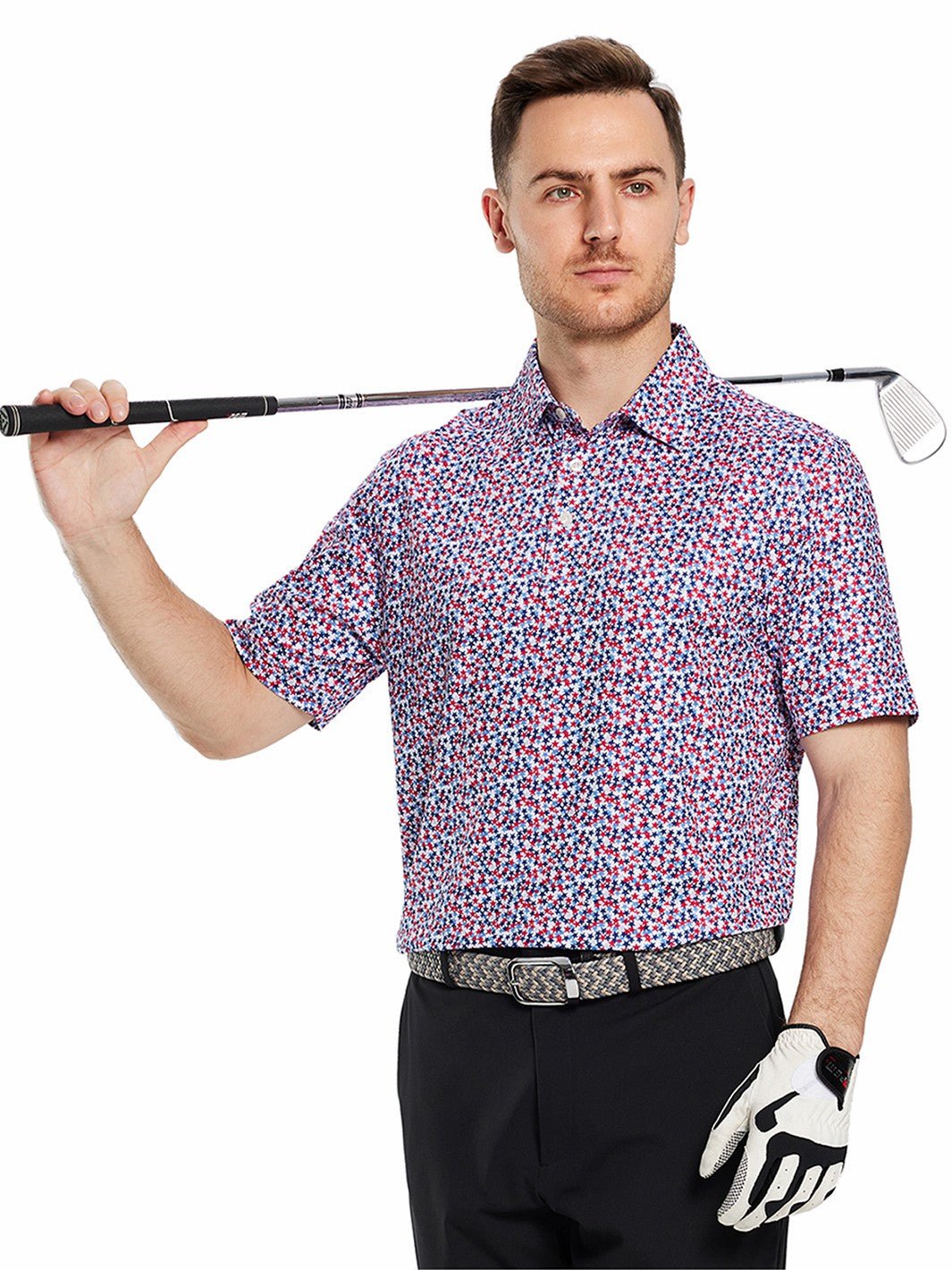 Men's Printed Dry Fit Moisture Wicking Lightweight Golf Polo Shirts ...
