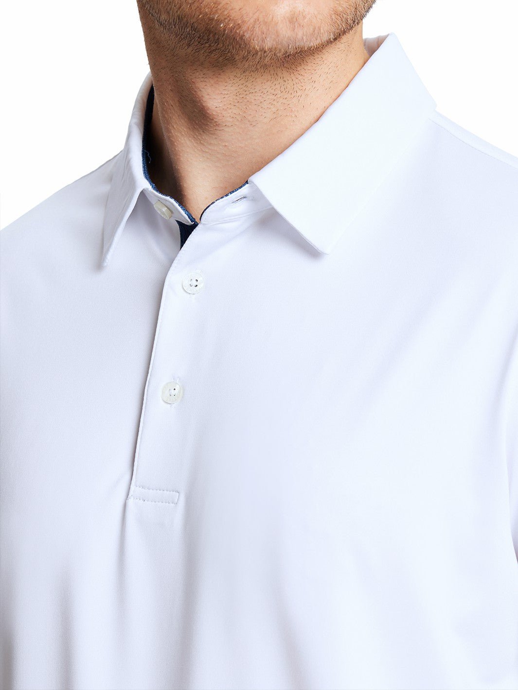 Men's Solid Jersey Golf Shirts-White